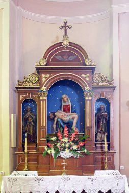 Hırvatistan 'ın Scitarthe kentindeki Aziz Niklas kilisesinde Kederli Meryem Ana' nın sunağı