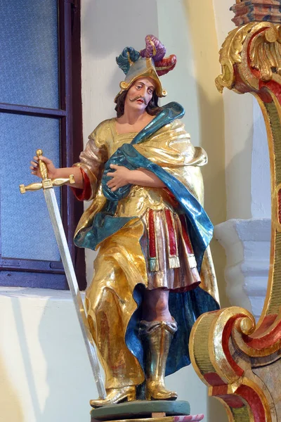 Martin Statue Auf Dem Hochaltar Der Georgskapelle See Klanjecko Jezero — Stockfoto