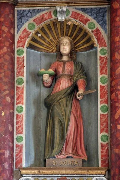Αγία Αγκάθα Ένα Άγαλμα Στον Κύριο Βωμό Της Ενοριακής Εκκλησίας — Φωτογραφία Αρχείου
