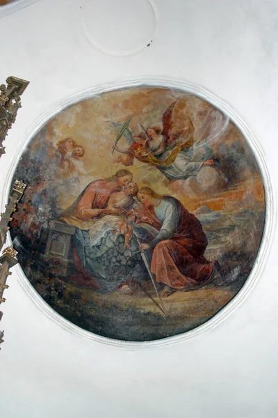 Містичний Шлюб Святої Катерини Фреска Парафіяльній Церкві Святої Катерини Дапчі — стокове фото