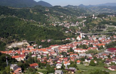 Krapina kasabası panoramik manzara, Zagorje bölgesi, Hırvatistan