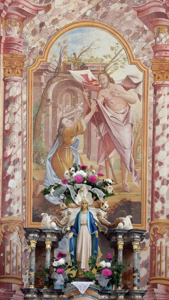 Altare Maggiore Nella Chiesa Parrocchiale Santa Maria Maddalena Sela Kod — Foto Stock