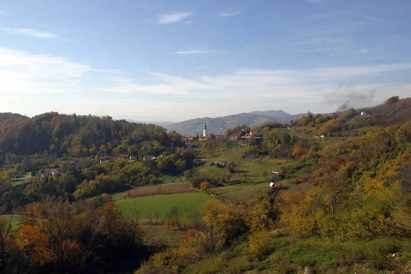 克罗地亚西北部Klanjec小镇的空中景观 — 图库照片