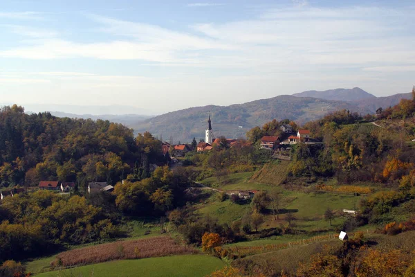 克罗地亚西北部Klanjec小镇的空中景观 — 图库照片