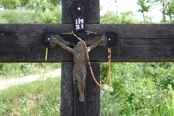 Krucyfiks Przy Drodze Zagorje Chorwacja — Zdjęcie stockowe