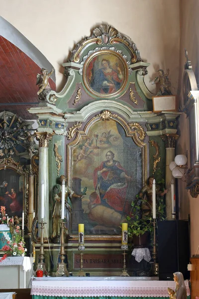 Altar Santa Bárbara Igreja Paroquial Santa Ana Sveta Jana Croácia — Fotografia de Stock