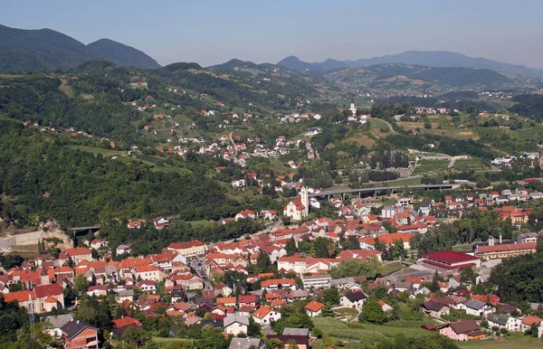 Panoramisch Uitzicht Stad Krapina Regio Zagorje Kroatië — Stockfoto