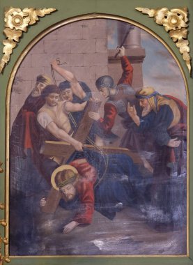 3 istasyonları haç, İsa'nın ilk kez, kilise Aziz Matthew Stitar, Hırvatistan için düşüyor.