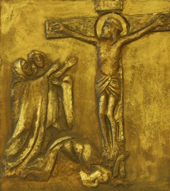 Çarmıhın 12. İstasyonları, İsa çarmıhta öldü. Spansko, Zagreb, Hırvatistan 'daki Our Lady of Sorrows kilisesi.