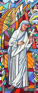 Kalkütalı Aziz Rahibe Teresa, Hırvatistan 'ın Velika Gorica kentindeki Aziz Peter ve Paul kilisesinin vitraylı penceresinin taslağını çizdi.