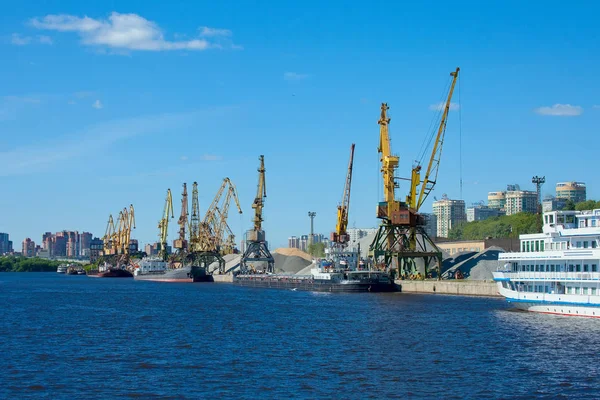 Port Cranes Barges Cargo Northern River Station Moscow Stock Photo
