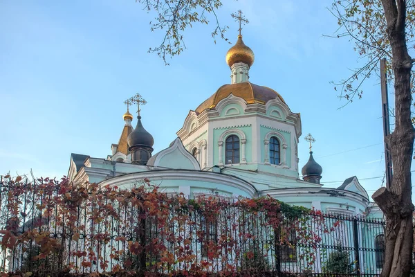 Православна Церква Миколи Угодника Миколай Чудотворець Три Гори Presnensky Району — стокове фото