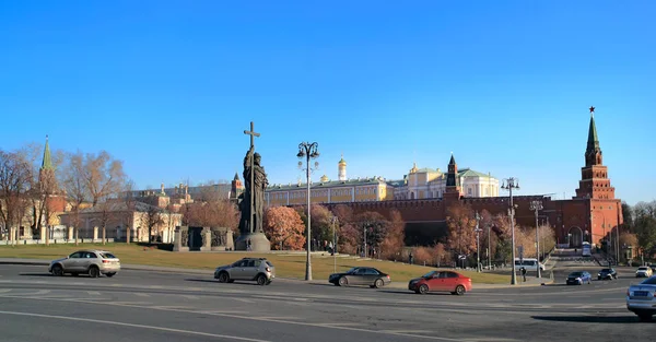 Moskou Rusland November 2018 Panoramisch Uitzicht Van Borovitskaya Square Monument — Stockfoto