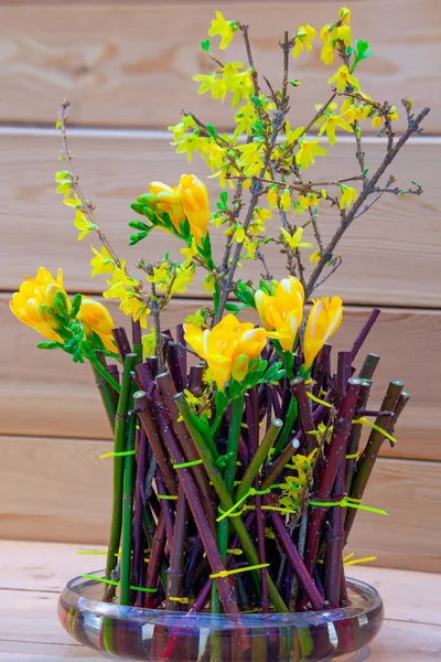 Άνοιξη Ikebana Ιαπωνικό Παραδοσιακό Floral Ρύθμιση — Φωτογραφία Αρχείου