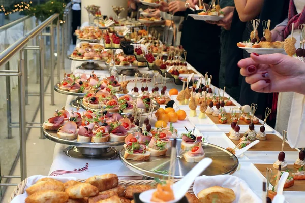 Buffet Entrada Aperitivos Comida Dedo Banquete Festivo — Fotografia de Stock