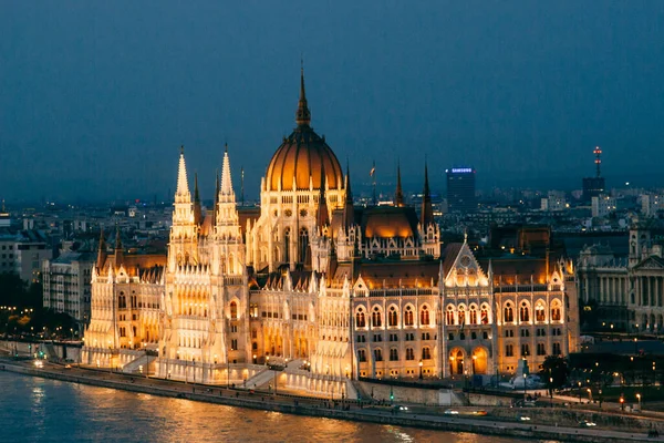 Parlamento Budapest Sesión Noche Foto Del Castillo Citadela —  Fotos de Stock