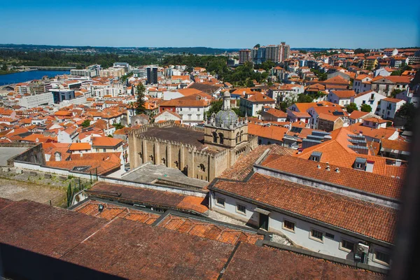 Uma Vista Sobre Antiga Cidade Portuguesa Coimbra Partir Colina Universitária — Fotografia de Stock