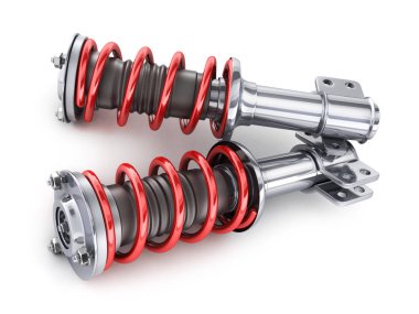 Two Shock absorber car on white background. 3d illustration clipart