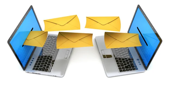 Dois Laptop Enviar Carta Mail Ilustração — Fotografia de Stock