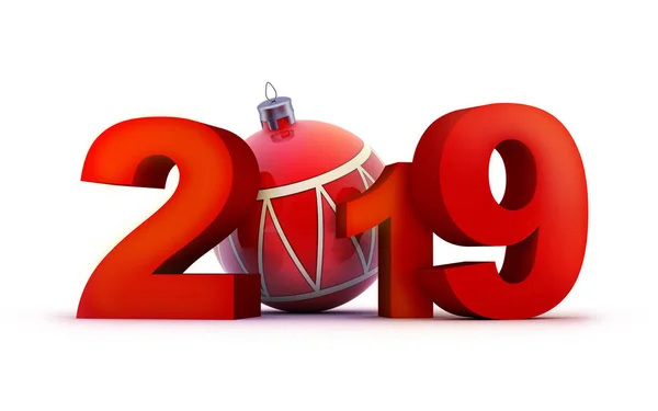 Zeichen Neujahr 2019 Auf Weißem Hintergrund Illustration — Stockfoto