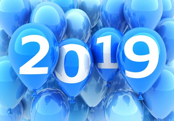 Assine Ano Novo 2019 Balão Azul Ilustração — Fotografia de Stock