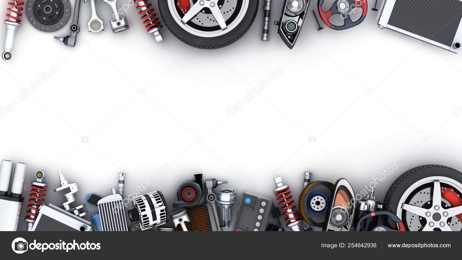 Many car parts on white background Stock Photo by ©Vladru 254642936