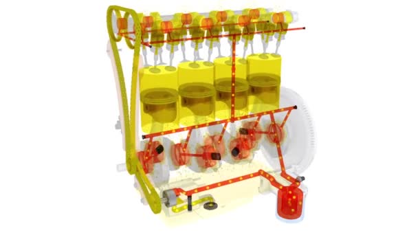 Smörjsystem Motor Bil Semitransparent Sömlös Slinga Rendering — Stockvideo