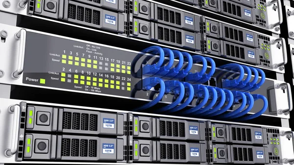 Big database and connect server. 3d illustration