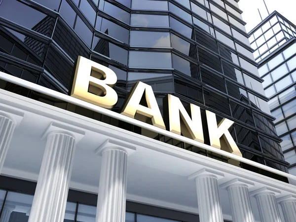 Big Building Sign Bank Illustration — Stock Photo, Image