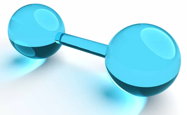 O2 (Oksijen) molekülü, beyaz arka plan üzerinde 3d camsı model.