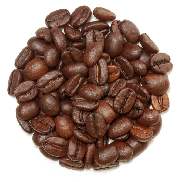 咖啡豆呈圆形 被白色隔离了 咖啡背景 — 图库照片