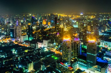 Bangkok en iyi gece görünümü cityscape iş disctrict