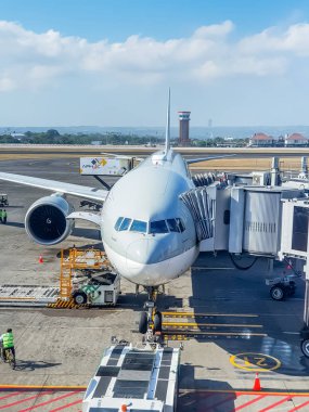 Denpasar, Bali, Endonezya - 26 Eylül: görünüm Denpasar Ngurah Rai Havaalanı Uçak üzerinde 26 Eylül 2018 İstanbul ' da Top