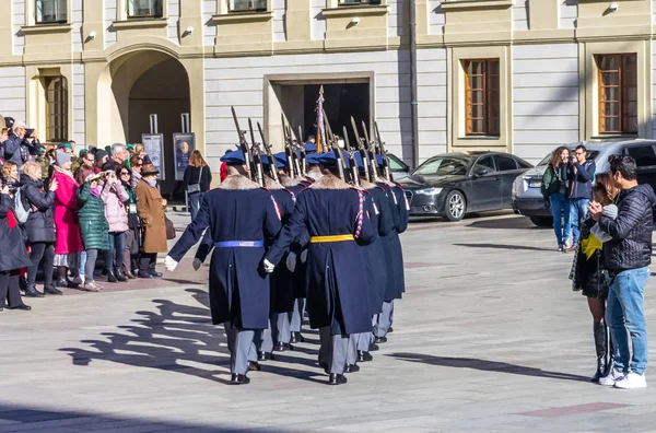 Hono bekçisi değiştirme törenine asker yürüyüşü