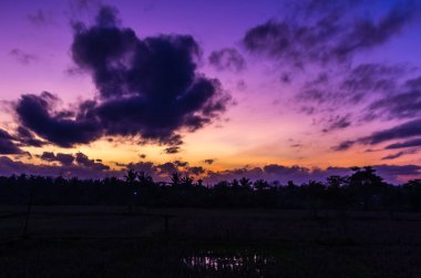 Ubud, Bali, Endonezya'da inanılmaz gün doğumu manzarası