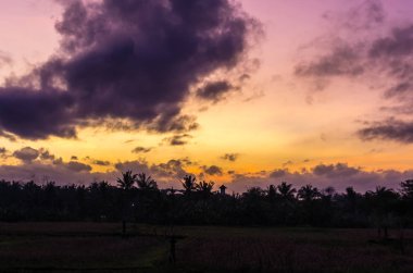 Ubud, Bali, Endonezya'da inanılmaz gün doğumu manzarası