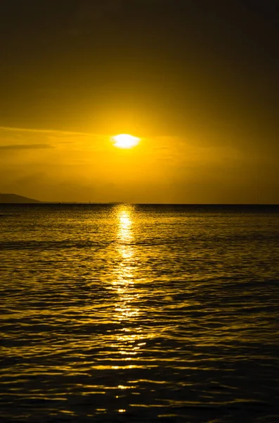 Vista Incrível Pôr Sol Mar Sul China Partir Baía Sanya — Fotografia de Stock