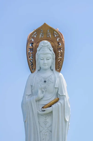 View Statue Goddess Guanyin Territory Buddhist Center Nanshan Sunny Day — Stock Photo, Image