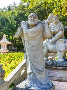 SANA, HAINAN, ÇİN - 10 Ekim 2019 'da Sanya, Hainan, Çin' de Budist merkez Nanshan 'ın bölgesinde heykel