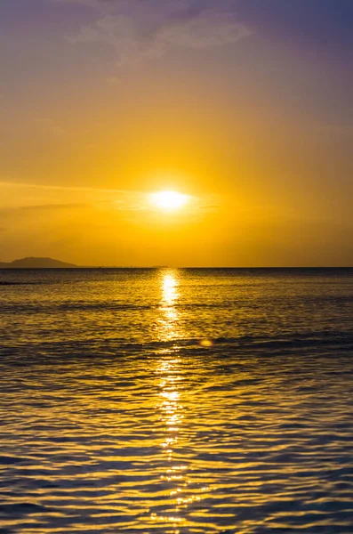 Vista Incrível Pôr Sol Mar Sul China Partir Baía Sanya — Fotografia de Stock