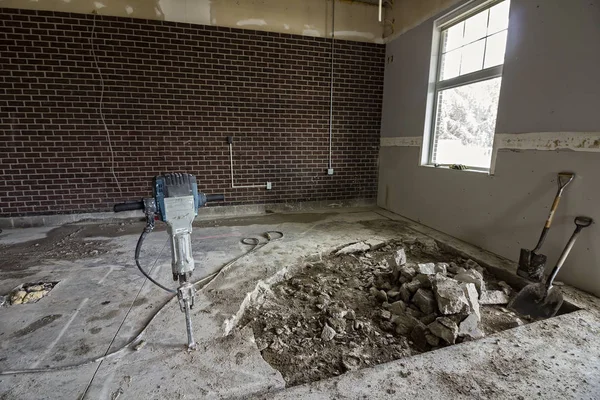 Bouchon Pneumatique Marteau Piqueur Utilisé Dans Reconstruction Bâtiment Sol Béton — Photo