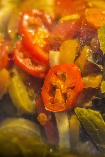 Μαριναρισμένα Τρόφιμα Διατηρεί Την Ποικιλία Του Φθινοπώρου Βάζα Λαχανικά Τουρσί — Φωτογραφία Αρχείου
