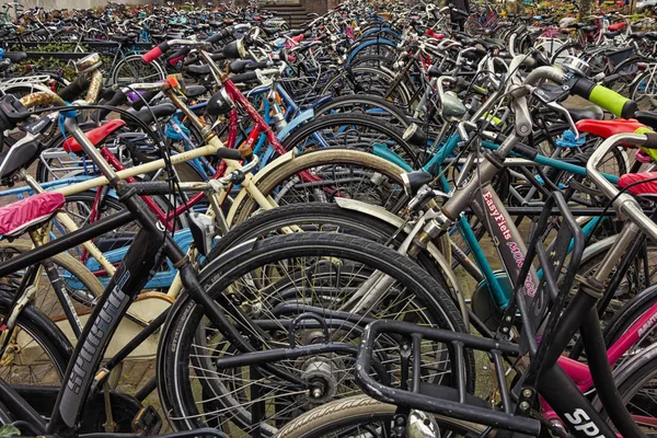 Leiden Países Bajos Abril 2019 Gran Aparcamiento Bicicletas Aire Libre —  Fotos de Stock