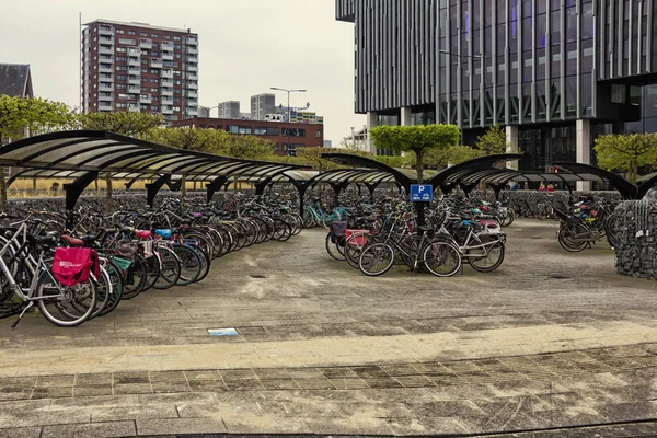 Λέιντεν Ολλανδία Απριλίου 2019 Μεγάλος Ανοιχτός Χώρος Στάθμευσης Ποδηλάτων Γεμάτος — Φωτογραφία Αρχείου