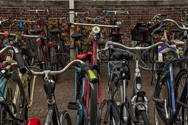 Leiden Países Bajos Abril 2019 Gran Aparcamiento Bicicletas Aire Libre —  Fotos de Stock