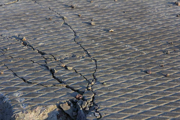 Vieille Surface Dalle Béton Texturé Fissuré Gris Peut Être Utilisé — Photo