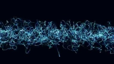 Soyut animasyon koyu arka plan bilgisayar kesimlerinde render mavi eğrisi hareket ile uzay stilize