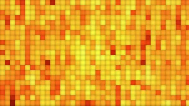 赤と黄色の点滅球内蔵グリッド デジタル コンピューター レンダラーで抽象的なアニメーションの背景 — ストック動画