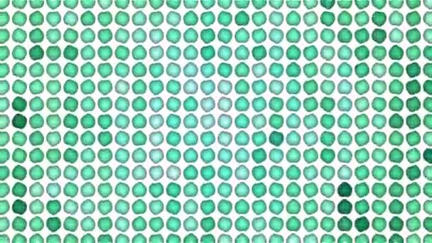Abstracte Geanimeerde Achtergrond Met Groene Knipperende Ballen Ingebouwde Raster Digitale — Stockvideo
