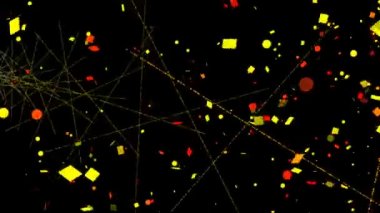 Farklı geometrik şekiller bilgisayar işleyici düşen dönen parçacıkların etkisiyle animasyonlu arka plan ekran koruyucu